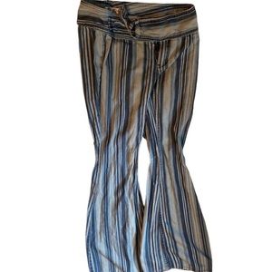 We the free blue  striped flared pants 100% cotton size 26